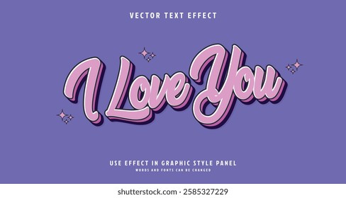 Editable text style effect - I Love You text style theme. for your project