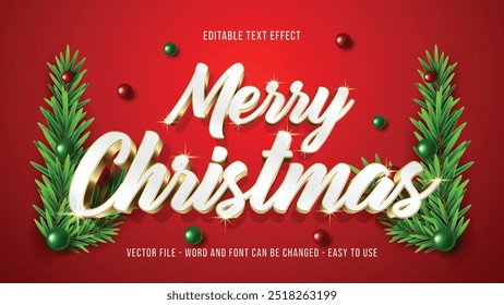 Editable text style effect merry christmas, luxury text style effect