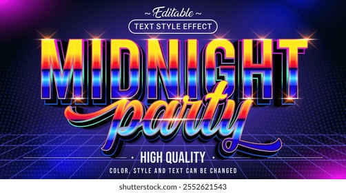 Editable text style effect - Midnight Party text style theme.