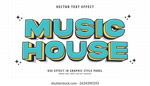 Efecto de estilo de texto editable - Tema de estilo de texto de Music House. para su proyecto