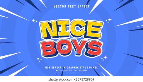 Editable text style effect - Nice Boys text style theme. for your project