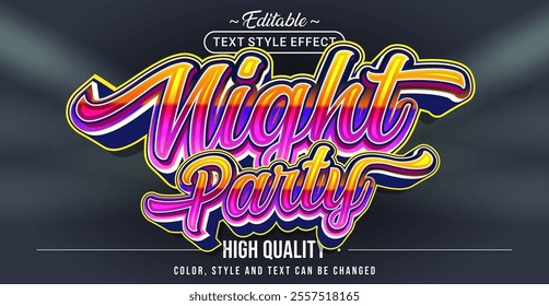 Editable text style effect - Night Party text style theme.