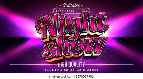 Editable text style effect - night Show text style theme.