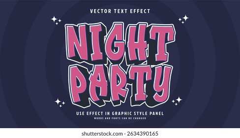 Editable text style effect - Night Party text style theme. for your project