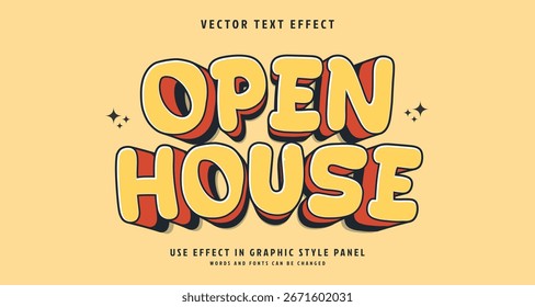 Editable text style effect - Open House text style theme. for your project