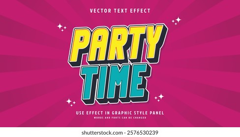 Editable text style effect - Party Time text style theme. for your project