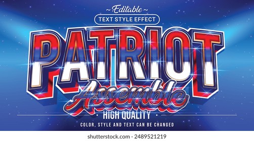 Editable text style effect - Patriot Assemble text style theme.