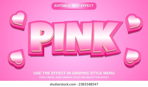 Editable text style effect pinky text style theme with love icons
