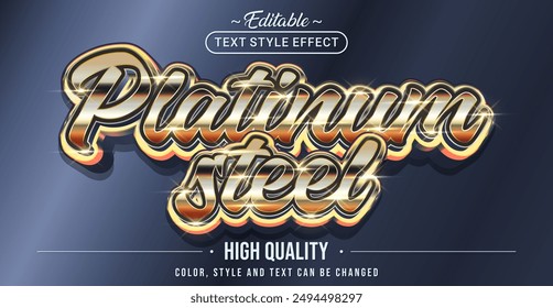 Editable text style effect - Platinum Steel text style theme.