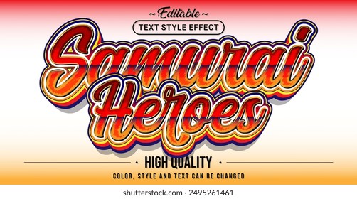 Editable text style effect - Samurai Heroes text style theme.