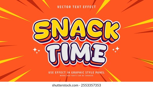 Efeito de estilo de texto editável - Tema de estilo de texto do Snack Time. para seu projeto