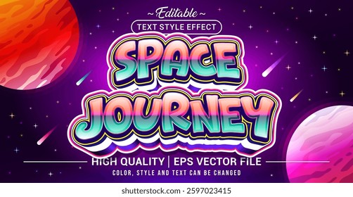Editable text style effect - Space journey text style theme. Vector text style illustration template.