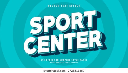Efecto de estilo de texto editable: tema de estilo de texto de Sport Center. para su proyecto