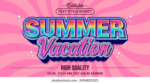 Editable text style effect -Summer Vacation text style theme.