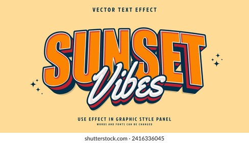 Editable text style effect - Sunset Vibes text style theme. for your project