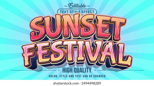 Efecto de estilo de texto editable: tema de estilo de texto Sunset Festival.