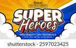 Editable text style effect - Super heroes text style theme. Vector text style illustration template.