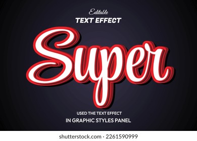 Editable text style effect - super red text style theme