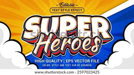 Editable text style effect - Super heroes text style theme. Vector text style illustration template.