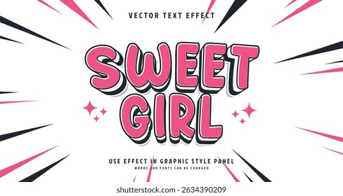 Editable text style effect - Sweet Girl text style theme. for your project