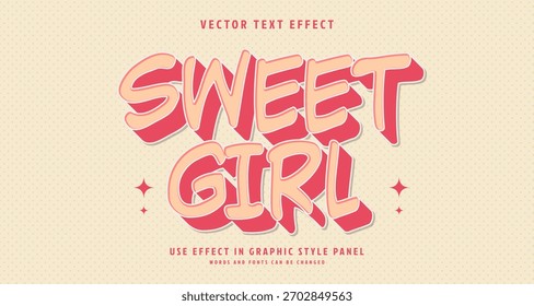 Editable text style effect - Sweet Girl text style theme. for your project