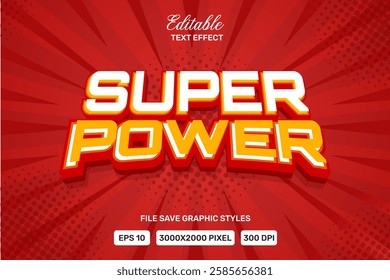 Editable Text Super Power  Vector Premium Template