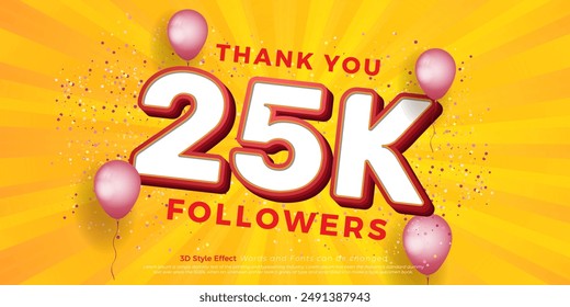 Editable text thank you 25k followers and subscribers social media template