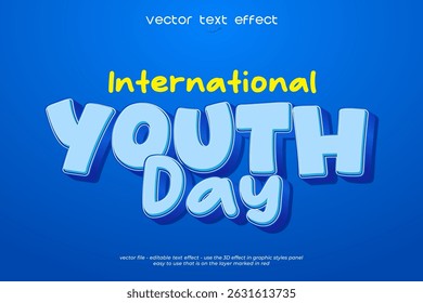 Editable text youth day with 3d style