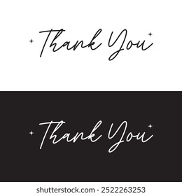 Editable thank you handwritten isolated on white background, letter vector