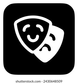 Máscaras de teatro editables, icono de vector de drama. Cine, cine, entretenimiento. Parte de una gran familia de iconos. Perfecto para interfaces web y aplicaciones, presentaciones, infografías, etc