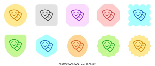 Máscaras de teatro editáveis, ícone do vetor de drama. Filme, cinema, entretenimento. Parte de uma grande família de conjuntos de ícones. Perfeito para interfaces web e app, apresentações, infográficos, etc