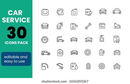 Iconos de línea fina editables para mantenimiento de automóviles y servicios de automóviles