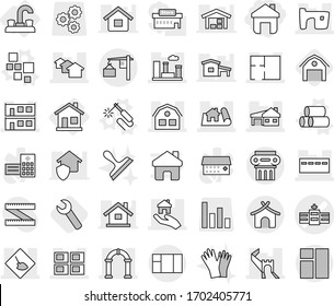 Editable Thin Line Isolated Vector Icon Set - Home, Hospital Vector, Greate Wall, Under Construction, Project, Bunker, Houses, Slum, House With Garage, Modular, Panel, City, Plan, Real Estate, Arch