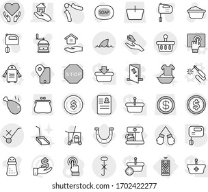 Editable thin line isolated vector icon set - anamnesis vector, health care, real estate, do not trolley sign, hook, basket, shark flipper, remote control, coffee maker, welding, touchscreen, robot