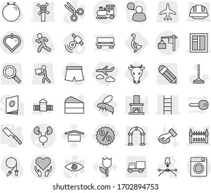 Editable thin line isolated vector icon set - percent, journey, kidneys vector, health care, window, windmill, gothic architecture, stairs, building helmet, arch, loading, train, heart pendant, cow