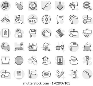 Editable Thin Line Isolated Vector Icon Set - Anamnesis Vector, Mansion, Real Estate, Delivery, Tax, Acid, Basket, Coffee Maker, Welding, Data Search, Robot Hand, Rag, Mixer, Blender, Sow, Soap