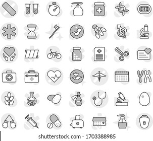 Editable thin line isolated vector icon set - ambulance star vector, heart pulse, medical patch, stethoscope, health care, sign, liquid soap, ecology, tooth brush, toaster, egg, potato, microscope