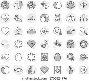 Editable thin line isolated vector icon set - ambulance star vector, disability, heart pulse, pregnancy, helicopter, dropper, lungs, sign, life vest, lifebuoy, shark flipper, atom core, dna, edit