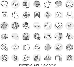 Editable thin line isolated vector icon set - ambulance star vector, disability, heart pulse, dna, pregnancy, helicopter, dropper, sperm, lungs, medical flag, sign, life vest, shark flipper, recycle
