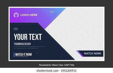 Editable thumbnail design for any videos customizable thumbnail design. Editable gradient thumbnail template usable in all promotional videos as a thumbnail design concept with epic shapes	