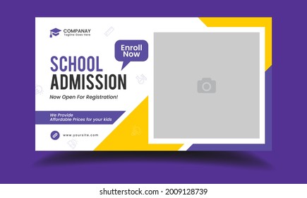 Editable thumbnail design for any videos. Kids school education admission customizable video thumbnail and web banner template. Video cover photo template fully editable thumbnail for social media eps