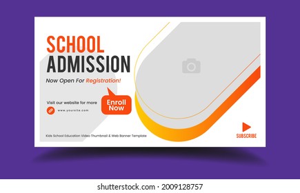 Editable thumbnail design for any videos. Kids school education admission customizable video thumbnail and web banner template. Video cover photo template fully editable thumbnail for social media eps