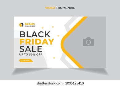 Editable thumbnail design for any videos. Black Friday Super Sale video thumbnail and web banner template. Video editable thumbnail template for social media