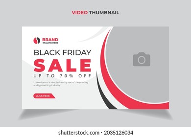 Editable thumbnail design for any videos. Black Friday Super Sale video thumbnail and web banner template. Video editable thumbnail template for social media
