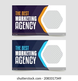 Editable thumbnail design for any videos, web banner template and video thumbnail. Editable promotion banner design.