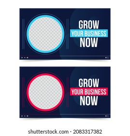 Editable thumbnail design for any videos, web banner template and video thumbnail. Editable promotion banner design.