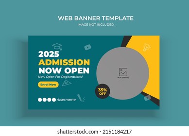 Editable thumbnail design for any videos. Kids school education admission customizable video thumbnail and web banner template