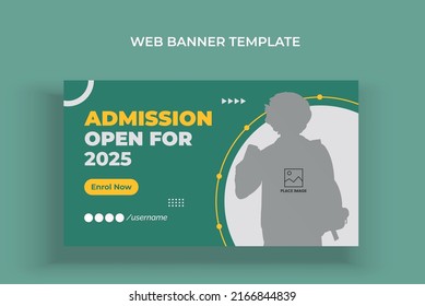 Editable thumbnail design for any videos. Kids school education admission customizable video thumbnail and web banner template	