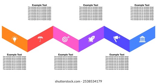 Infografía del progreso o del paso del flujo de la línea de tiempo editable, negocio moderno del hito para el desarrollo de la compañía de la estrategia de la Plantilla o acontecimiento histórico. Elemento para diapositiva de presentación corporativa