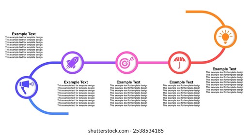 Infografía del progreso o del paso del flujo de la línea de tiempo editable, negocio moderno del hito para el desarrollo de la compañía de la estrategia de la Plantilla o acontecimiento histórico. Elemento para diapositiva de presentación corporativa